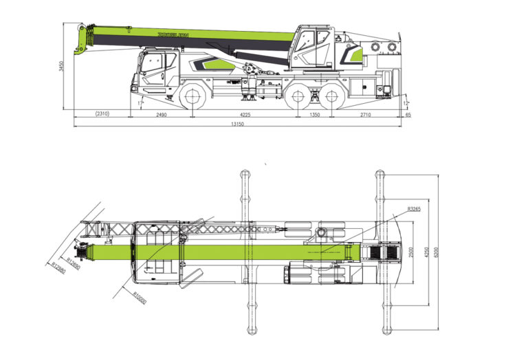 Автокран Zoomlion ZTC300 габаритные размеры